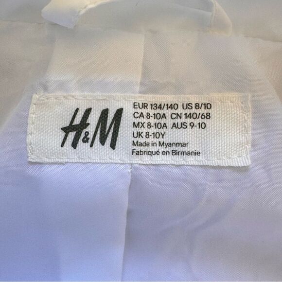 H&M White Black NASA Front Zipper Windbreaker Kids Jacket SZ M (8-10) # 2478 - Picture 7 of 15